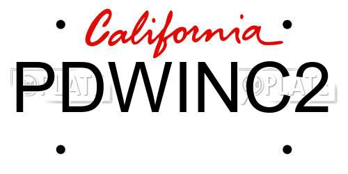 PDWINC2 California License Plate