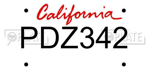 PDZ342 California License Plate