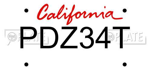PDZ34T California License Plate