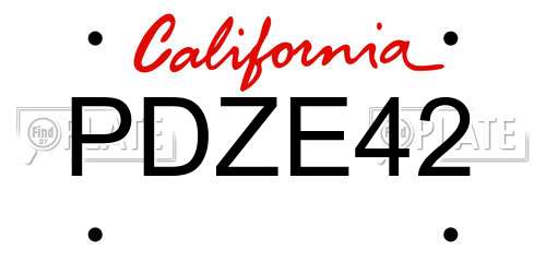 PDZE42 California License Plate