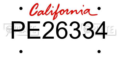 PE26334 California License Plate