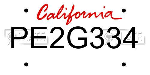PE2G334 California License Plate