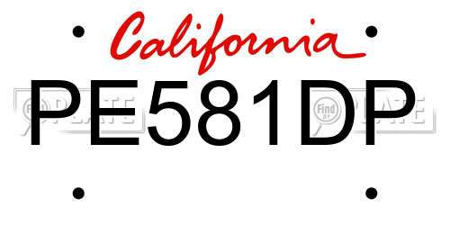 PE581DP California License Plate