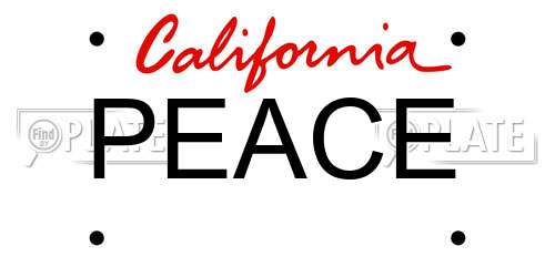 PEACE California License Plate
