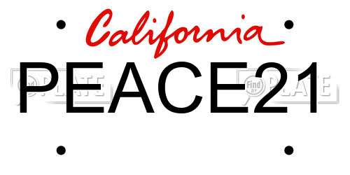PEACE21 California License Plate