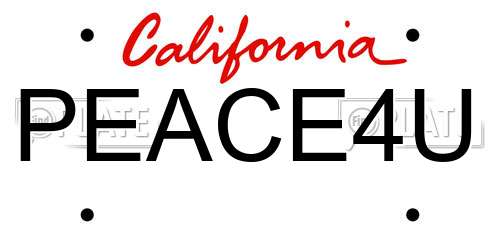 PEACE4U California License Plate