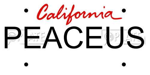 PEACEUS California License Plate