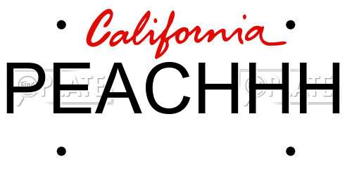 PEACHHH California License Plate