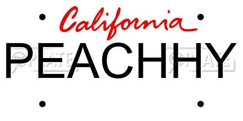 PEACHHY California License Plate