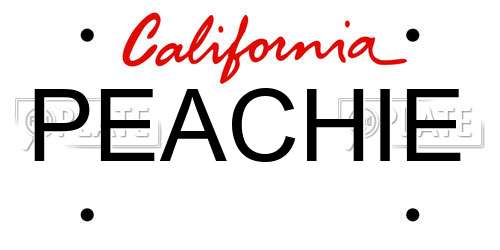 PEACHIE California License Plate