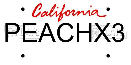 PEACHX3 California License Plate
