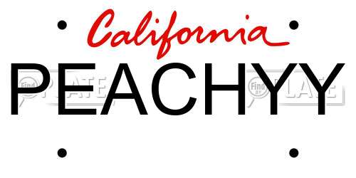 PEACHYY California License Plate