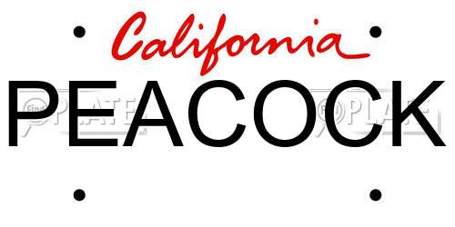 PEACOCK California License Plate