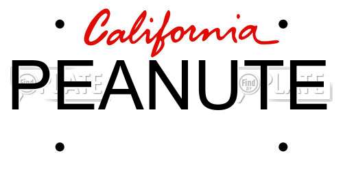 PEANUTE California License Plate