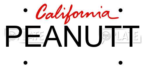PEANUTT California License Plate