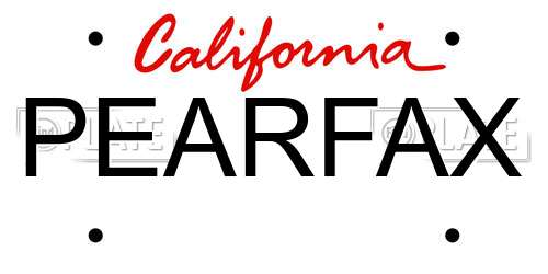 PEARFAX California License Plate