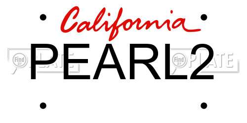 PEARL2 California License Plate