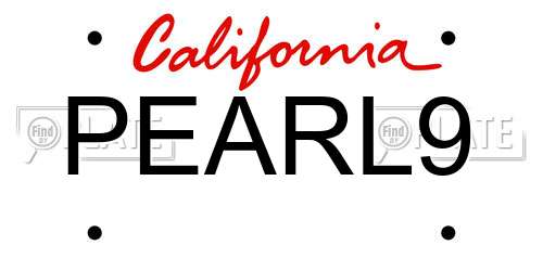 PEARL9 California License Plate