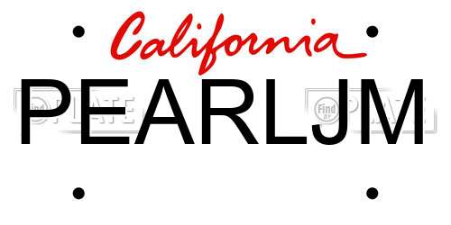 PEARLJM California License Plate