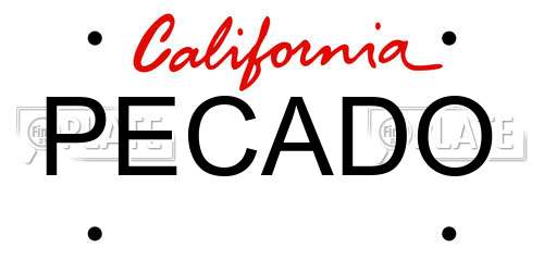 PECADO California License Plate