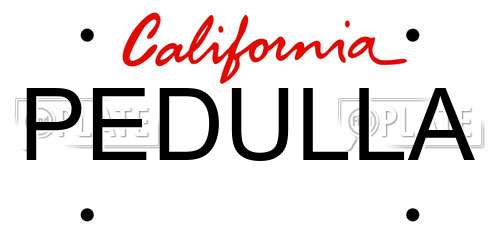 PEDULLA California License Plate