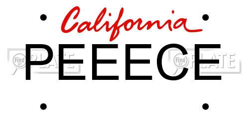 PEEECE California License Plate