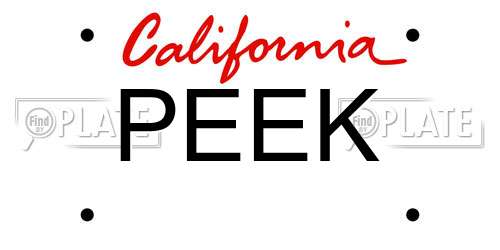 PEEK California License Plate