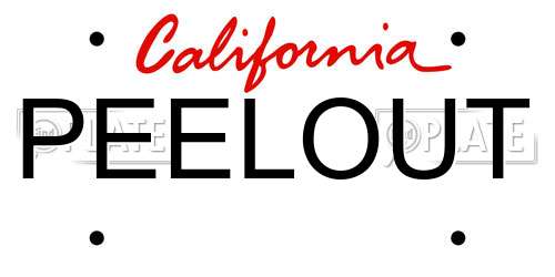 PEELOUT California License Plate