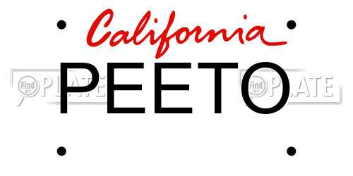 PEETO California License Plate