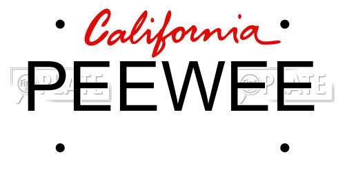 PEEWEE California License Plate