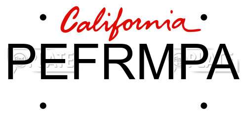 PEFRMPA California License Plate