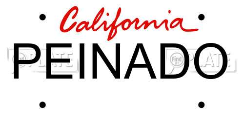 PEINADO California License Plate