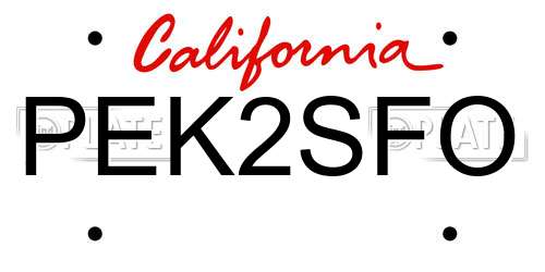 PEK2SFO California License Plate