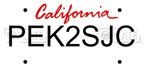 PEK2SJC California License Plate