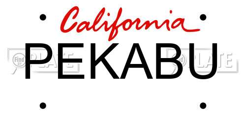 PEKABU California License Plate