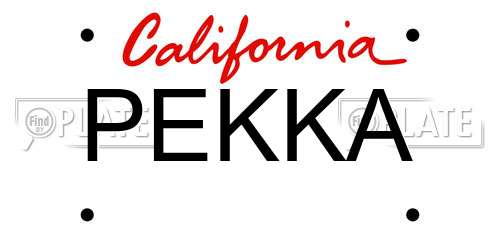 PEKKA California License Plate