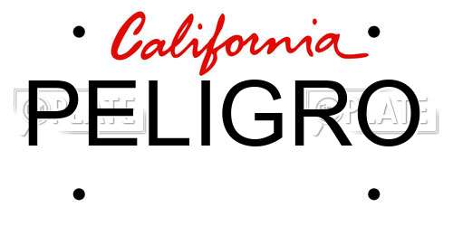 PELIGRO California License Plate
