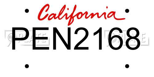 PEN2168 California License Plate