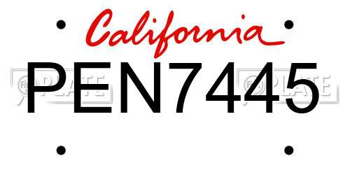 PEN7445 California License Plate