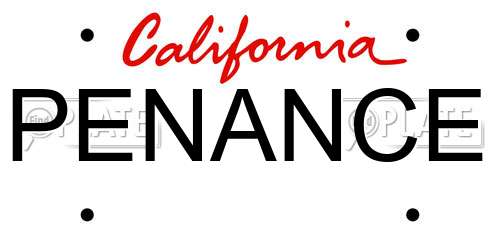 PENANCE California License Plate