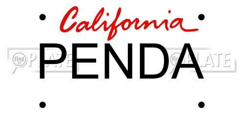 PENDA California License Plate