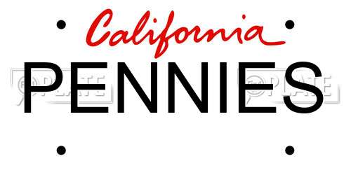 PENNIES California License Plate