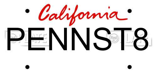 PENNST8 California License Plate