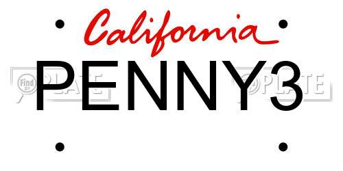 PENNY3 California License Plate