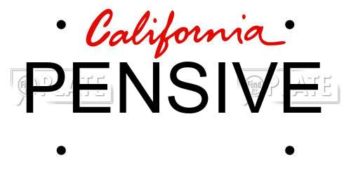 PENSIVE California License Plate