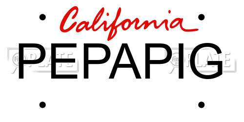 PEPAPIG California License Plate