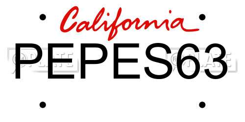 PEPES63 California License Plate
