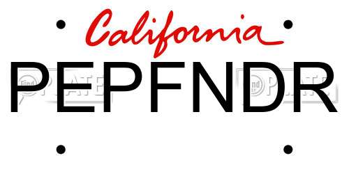 PEPFNDR California License Plate