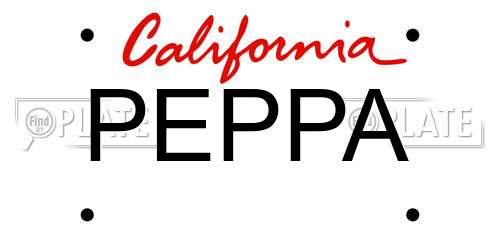 PEPPA California License Plate