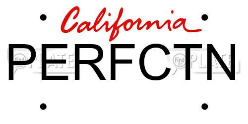 PERFCTN California License Plate